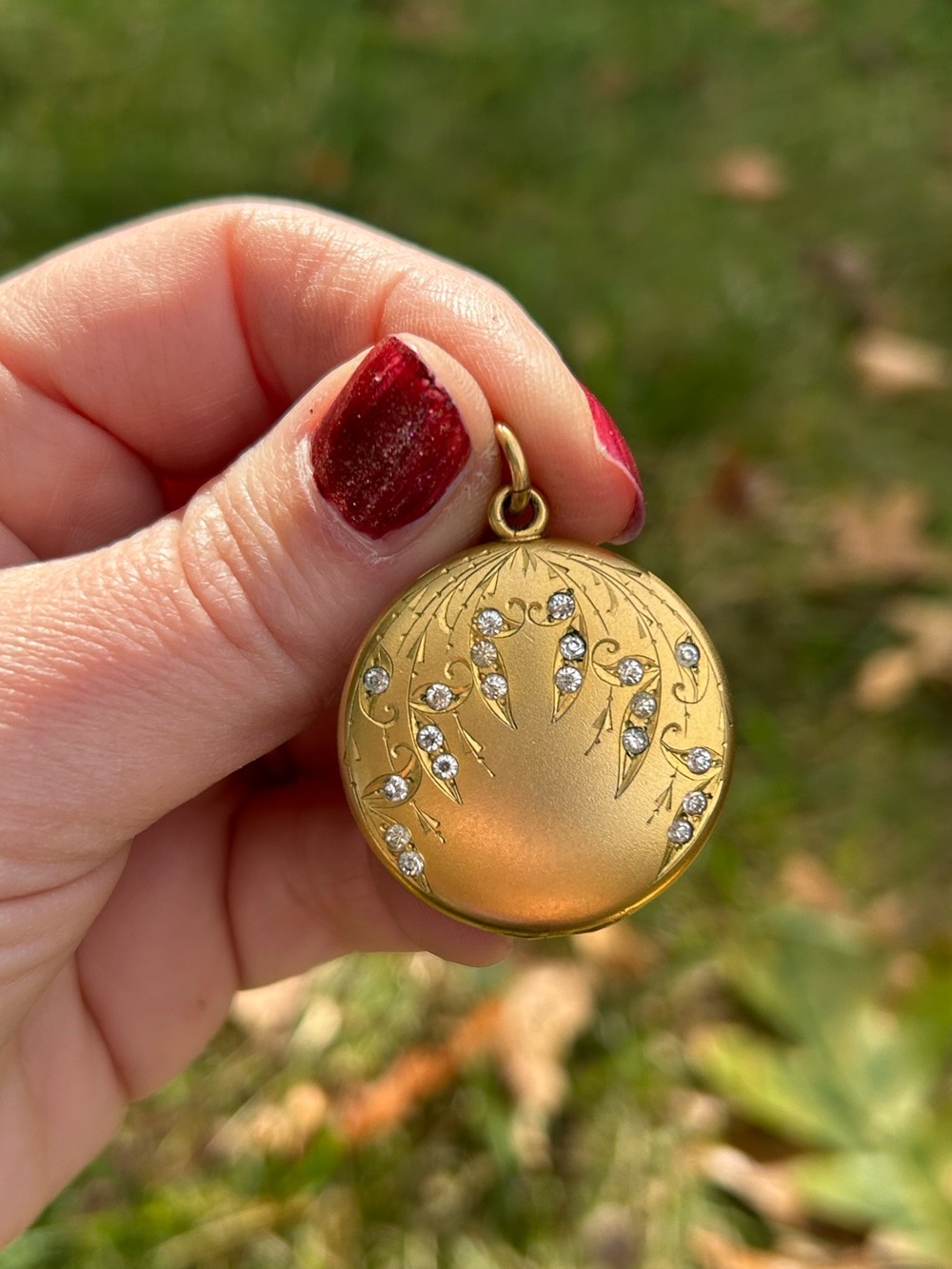 Antique Gold Filled Locket - Dazzling and Dripping in Rhinestones